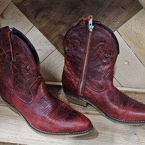Dingo Red Leather Western Boots with Zipper Size 6
